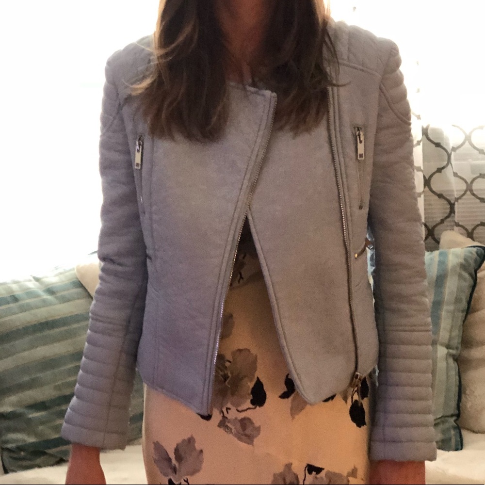 RARE Baby Blue VEGAN Leather Moto Jacket XS